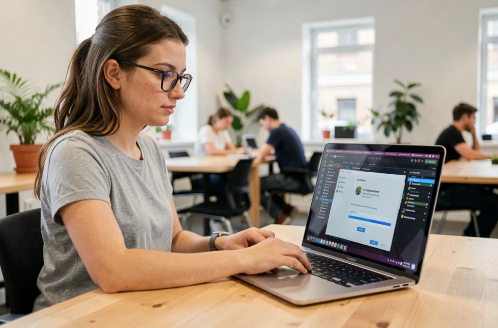Développeuse utilisant Android Studio pour re-signer un fichier APK avec un certificat keystore